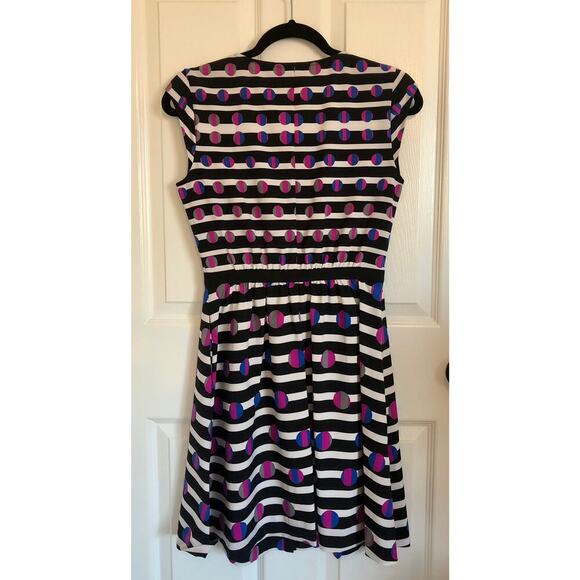 Cynthia Rowley Cap Sleeve Retro Futuristic Striped Button Down Dress - Size 2 - Picture 9 of 9